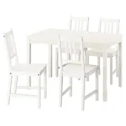 HAUGA / STEFAN table and 4 chairs, white/white, 118x74 cm