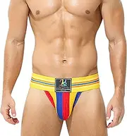 [GENEMEN] Men's Rainbow String Fitness Sexy Underwear Men's Fashion Cotton Bikini Comfortable Triangle (Red Blue, L), red Blue, Large