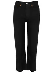Re/done 70s Comfort Stretch Stove Pipe Black Straight-leg Jeans - W27 W27