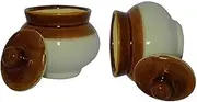 [Qimacplus] Wholelifeobjects Ceramic Pickle Jars for Dining Table with Lids & Holder Pickle Jars for Storage | Achar Handi | Ceramic Jars for Kitchen Storage & Dinning table 250 ML Set of 2