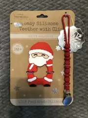 NEW Christmas Baby Silicone Teether with Clip by Manhattan Baby - Santa