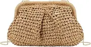 [GOKTOW] Straw Dumpling Clutch Purse,Summer Vacation Beach Crossbody Bag for Women,Raffia Wicker Rattan Woven Clutch