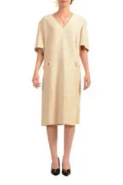Hugo Boss Women's "Destena2" V-Neck Beige Pencil Dress US 16 IT 52
