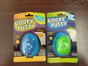 GOOFY PUTTY EGG, 1 GLOW IN THE DARK, 1 NEON BRIGHT