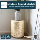 Modern Round Marble Top Coffee Table Mother of Pearl Center or Side Table