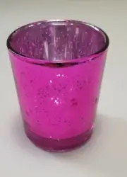 Richland - Metallic PINK Splattered Mercury Votive Holder NEW FREE SHIPPING