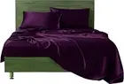 6 Pieces Egg Plant Satin Twin XL Sheet Set with 4 Pillowcases, 18'' Deep Fitted
