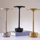 US (Black) Cordless Rechargeable Led Table Lamp Metal Aluminum Portable Small Ta