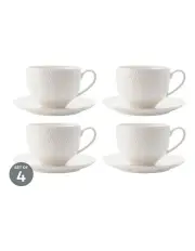 [Maxwell & Williams] White Basics Diamonds Tea Cup & Saucer 260ml Set of 4