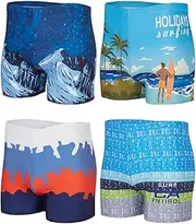[KANAV] 4 Pack Men's Athletic Swim Jammers Quick Dry Square Leg Swim Briefs Competitive Swimsuit