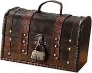ａ aternee Wooden Jewelry Box Organizer with Combination Lock Holder Rings Prop Trinket Storage,Treasure Chest Case for Women Pendants