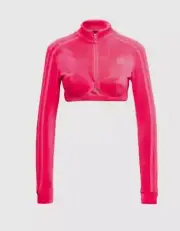 Jeremy Scott Adidas Track CropTop Jacket Womens S or M Pink Velour H50967 NWT!