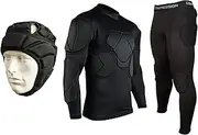 [IUTZCAXU] Body Safe Guard Padded Compression Shirts, Long Sleeve Shoulder Rib Chest Protector Suit for Football