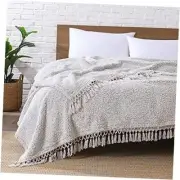 Ultra Soft Fleece Sherpa Blanket King Size,Lightweight Cozy Boho Bed Blanket