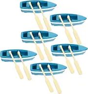 SAFIGLE Micro Landscape Boat Paddle 6pcs Resin Craft Model Boat Ornament for Educational Use Random Style