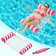 Pool Floats Adult with Adjustable Canopy, OKSUWATER XL Pool Chair Float with Cup Holders & Headrest, Inflatable Pool Chair Pool Floaties for Adults Summer Beach Swimming Pool Party
