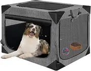 Dog Crate 30x21x21 Inch for Large or Medium Dogs, Portable and Foldable Design Perfect for Travel or Home Use, Dog Kennel with 3-Door (Deep Grey, 30 * 30 * 21)