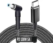 Premium 1.8M Braided USB Type-C USB-C to DC 4.5 * 3.0mm Barrel Plug Fast Adapter Charger Charging Cable PD 100W Cord for HP Envy Pavilion Notebook Laptop Lead
