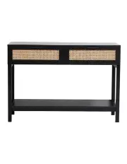 Casa Decor Rattan Console Table in Wood Black