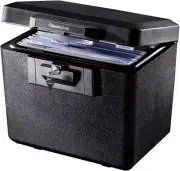 Sentrysafe Black Fireproof Document Box with Key Lock, Safe Secures Files and Do