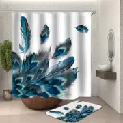Peacock Turquoise Feathers Shower Curtain