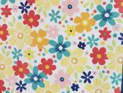 Peva Vinyl Kitchen Tablecloth,52x52"Square,MULTICOLOR SUMMER FLOWERS ON WHITE,BL
