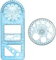 New Multifunctional Geometric Ruler Drawing Template A-Blue