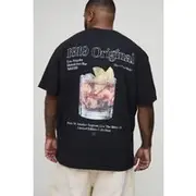 Mens Black Plus 1919 Back Graphic Oversized T-Shirt