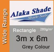 Extra Heavy Duty Shade Sail Grey Rectangle 3x6m, 3m x 6m, 3 by 6m, 3 x 6m, 3mx6m