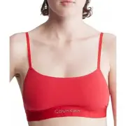 Calvin Klein Bra Bralette S Red Embossed Icon Holiday Cotton Unlined NEW