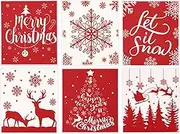 Whaline 6Pcs Christmas Swedish Dishcloths Red White Xmas Tree Snowflake Reindeer Kitchen Dish Towel Reusable for Christmas Winter New Year Baking Cooking, 6.7 x 7.7Inch