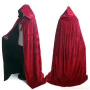 Cloak Hooded Velvet & Satin Cape Renaissance Clothing Medieval Costume
