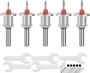 YUENTOEN Countersink Drill Bit Set, 5Pcs Pilot Drill Bits Depth Adjustable, 90° Wood Hole Countersink Drill with Stop Screw Hole, 8mm Shank
