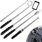 UOEPOWA Magnetic Pickup Tool Set, 5 Pack with 15lb&1lb Telescoping Flexible Pick Up Rod, Round and Square 360 Swivel Adjustable Inspection Mirror, Unique Gift Ideas, Men's Tools, Cool Gadgets