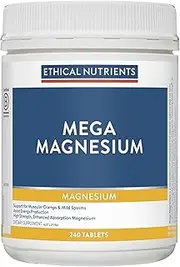 Ethical Nutrients Mega Magnesium - Relieves Muscle Cramps & Spasms, High Strength - 240 Tablets