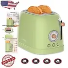 Compact 2-Slice Retro Toaster with Removable Crumb Tray for Easy Cleanup