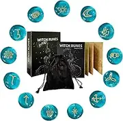 Rune Set, Pagan Stones, Divination Ornament with Bag and Guide Book for Beginners Men Paganism Rituals Altar Decor