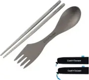 Titanium Camping Chopsticks and Multi-functional spoon Cutlery Set COOK'N'ESCAPE