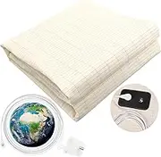 Grounding Sheet 152x203cm Conductive Earthing Sheet with 10% Silver Fiber with Grounding Cord Improve Sleep Beige