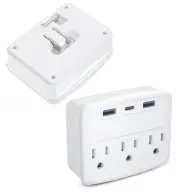 Foldable Cruise Power Strip with 3 Outlets 3 USB Ports, 2 Packs Multi Plug Ou...