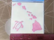 Hawaiian Islands + Turtle 5” Pink Vinyl Decal Sticker Silver Edge Boarder