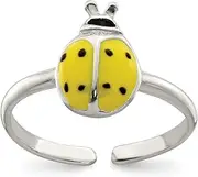[JewelryWeb] 925 Sterling Silver Enameled and Polished Lady Bug toe ring