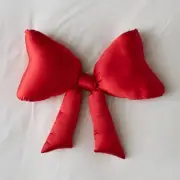 Urban Outfitters Big Bow Silky Satin Bow Pillow Red Accent Throw Decor Large