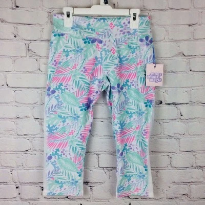 More Than Magic Girls Sz L Capri Leggings Floral w/Mesh Insert Gymnastics Yoga