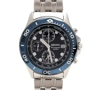 【SEIKO】CRITERIA三眼計時鬧鈴功能賽車石英男錶(藍/41mm-SNA793P1)