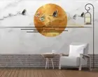 3D Marble Sun Birds Mountains Self-adhesive Removeable Wallpaper Wall Mural