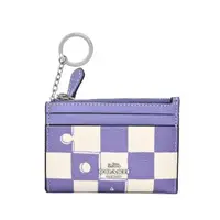 在飛比找momo購物網優惠-【COACH】字塊棋盤格前卡夾鑰匙零錢包(紫白)