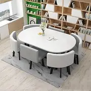 Dining Table and 6 Chairs Office Conference Reception Table Coffee Meeting Table Sets Break Room Table and Chairs Set (Color : Grey 2)
