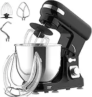 1400W Stand Mixer with 6.5L Stainless Steel Bowl, Electric Stand Mixer Classic Kitchen Machine | Black Chef Machine 6-Speed Control