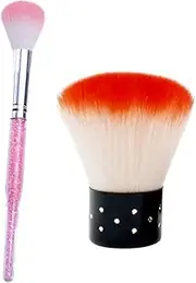 Healeved 1pack Portable Dust Powder Brush Set Mushroom-shaped Manicure Cleaning Brush Hair Random for Nail Art Lightweight and Easy to Carry for Needs